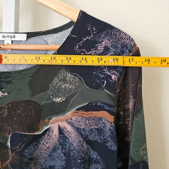 NWT SYMPLI Go to Classic T-Shirt Relax 3/4 Sleeve Abstract Floral Sz 10 - Picture 14 of 16